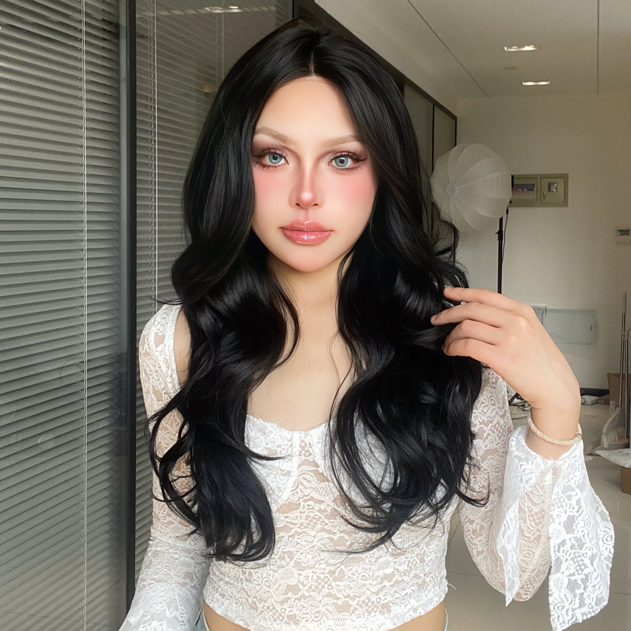 Ciera H-DWY Lace Front Middle Part Long Wavy Brown Glueless Synthetic Wig