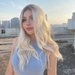 Arya-DWY Lace Front Mid-Length Curly Platinum Blonde With Dark Roots Ombre Synthetic Wig