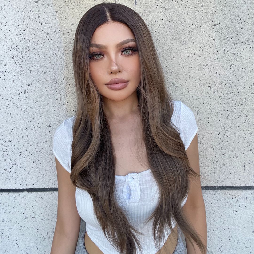 Molly-DWY Lace Front T-Part Ombre Brown Blonde Tresses Wavy Synthetic Wig