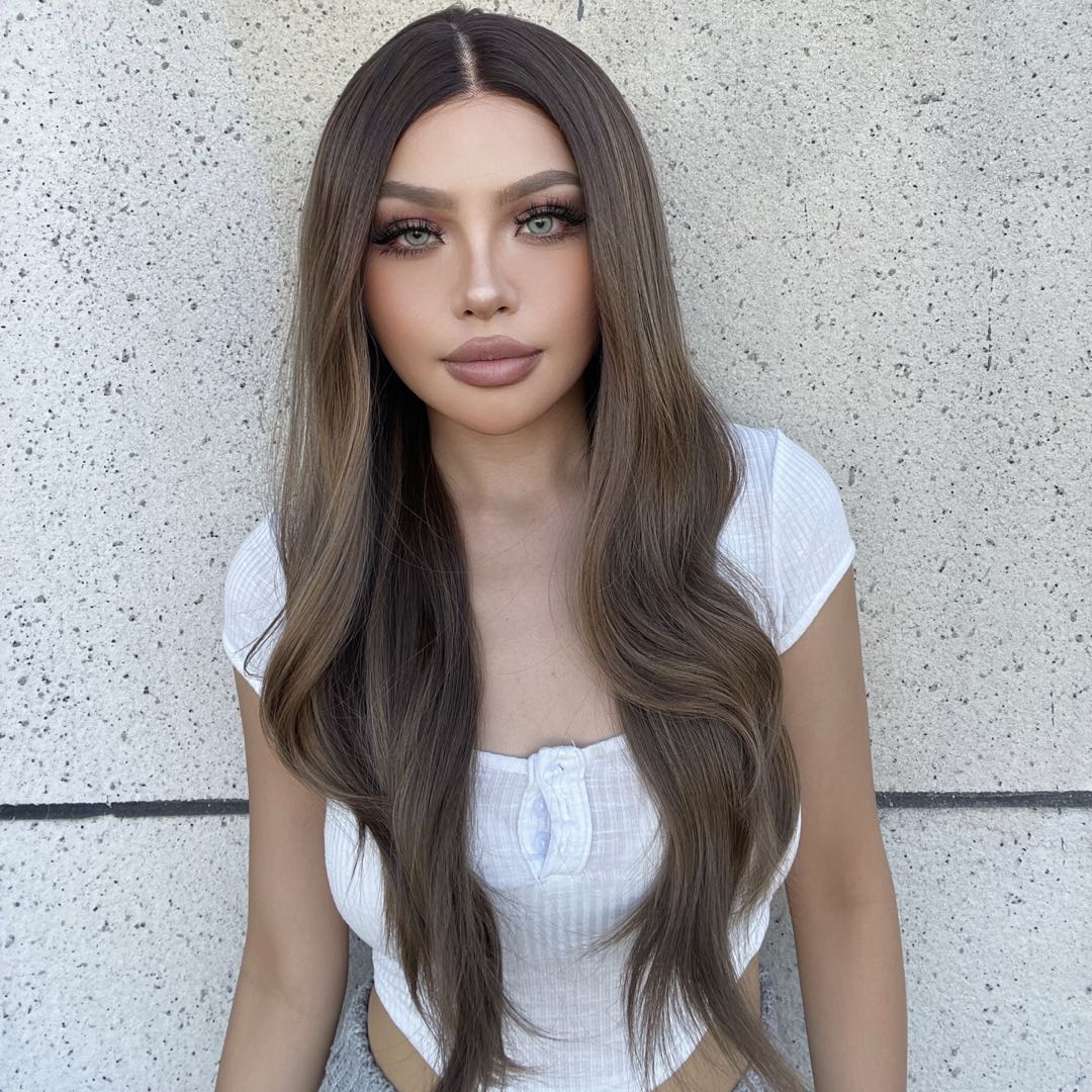 Molly-DWY Lace Front T-Part Ombre Brown Blonde Tresses Wavy Synthetic Wig