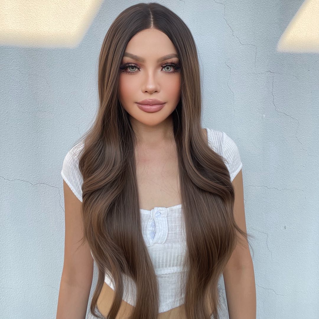 Molly-DWY Lace Front T-Part Ombre Brown Blonde Tresses Wavy Synthetic Wig