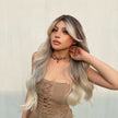 Vera-DWY Long Curly Rooted Gray Ivory Glueless Synthetic Wig