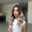 May-DWY Lace Front Middle Part Curly Ombre Blonde Glueless Synthetic Wig