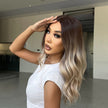 May-DWY Lace Front Middle Part Curly Ombre Blonde Glueless Synthetic Wig