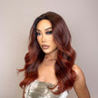 DWY T Part Long Curly Natural Honey Brown With Blonde Highlight Synthetic Wig