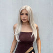 Chicago-DWY Lace Front 13×6 Free Part Arctic Blonde Highlight Natural Wavy Synthetic Wig