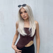 Chicago-DWY Lace Front 13×6 Free Part Arctic Blonde Highlight Natural Wavy Synthetic Wig
