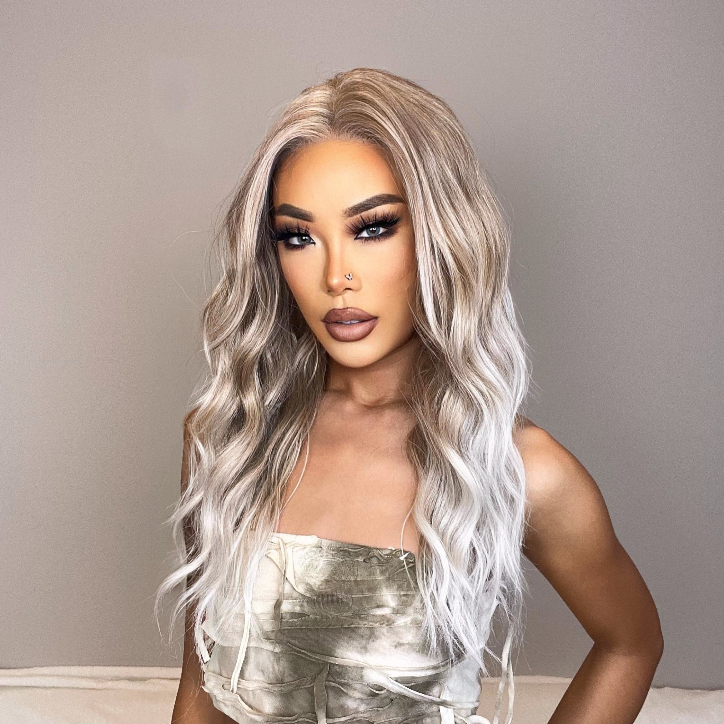 DWY Gigi-DWY 13x4 Lace Front Glueless Synthetic Wig 20 Inches Water Wavy Blonde Gradient