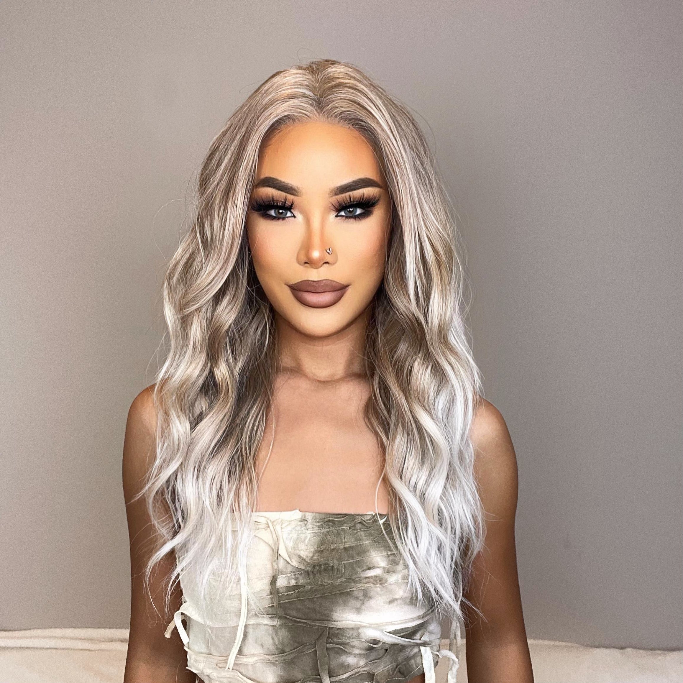 DWY Gigi-DWY 13x4 Lace Front Glueless Synthetic Wig 20 Inches Water Wavy Blonde Gradient