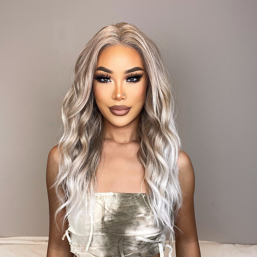 DWY Gigi-DWY 13x4 Lace Front Glueless Synthetic Wig 20 Inches Water Wavy Blonde Gradient
