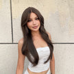 Luanne-DWY Lace Front Middle Part Long-Length Natural Wavy Brown Glueless Synthetic Wig