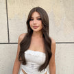 Luanne-DWY Lace Front Middle Part Long-Length Natural Wavy Brown Glueless Synthetic Wig