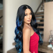 DWY 26-Inch Long Black Wavy Wig with Blue Highlights – Synthetic Heat-Resistant Curly Wig for Stylish Daily Wear and Parties HC11140-1