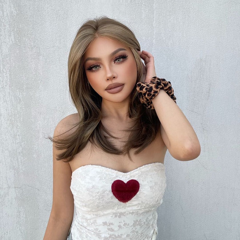 Morita-DWY Mono Lace Front Free Part Long Highlighted Blonde Synthetic Wig