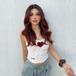 (Us Only)DWY T-Part Lace wig Mid-Length Curly Wig Copper Orange Red with Dark Root
