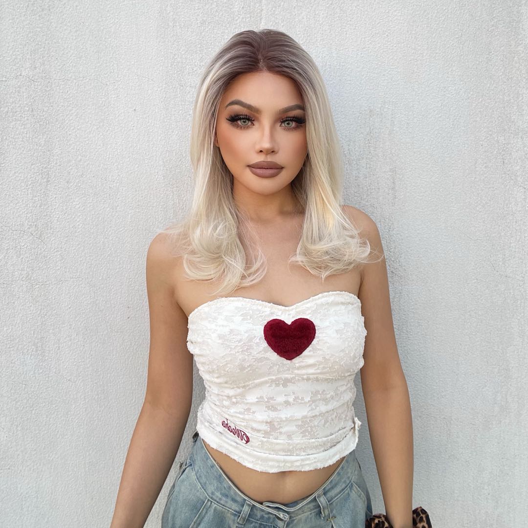 Roxy-DWY Mono Lace Front Free Part Rooted Light Blonde Mid-Length Curly Synthetic Wig