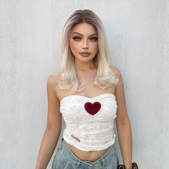 Roxy-DWY Mono Lace Front Free Part Rooted Light Blonde Mid-Length Curly Synthetic Wig