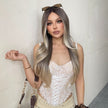 Olive-DWY Mono Lace Front Curly Free Part Ombre Brown With Blonde Synthetic Wig
