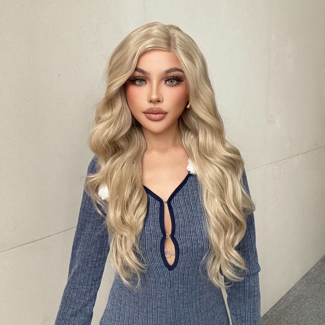 Wanda-DWY Lace Front T-Part Tresses Curly Stunning Blonde Synthetic Wig