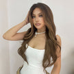 Mocca-DWY 13×6 Libera Lace Free Part Long-Length Wavy Brown with Highlights Synthetic Wig