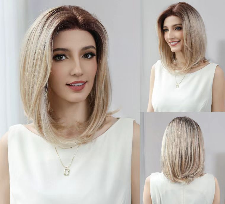 Hailey-DWY Mono Lace Front Free Part Rooted Blonde Synthetic Wig