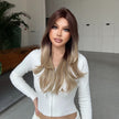 Sophia-DWY Mono Lace Front Ombre Brown Blonde Long Wavy Free Part Synthetic Wig