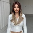 Sophia-DWY Mono Lace Front Ombre Brown Blonde Long Wavy Free Part Synthetic Wig