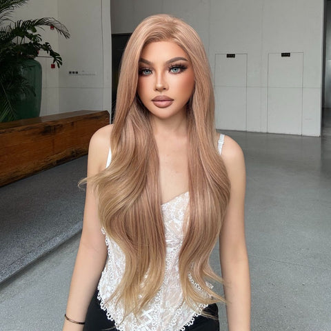 Rosie-DWY Lace Front 13×6 Free Part Wavy Tresses Light Brown Synthetic Wig