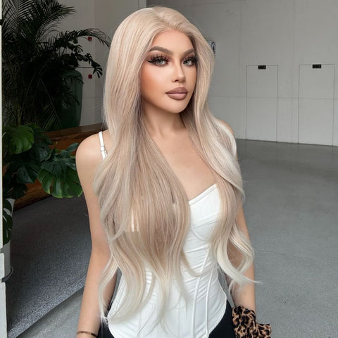 Rosalie-DWY Lace Front 13×6 Free Part  Wavy Light Champion Blonde Synthetic Wig