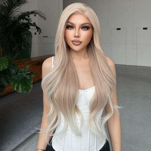 Rosalie-DWY Lace Front 13×6 Free Part  Wavy Light Champion Blonde Synthetic Wig