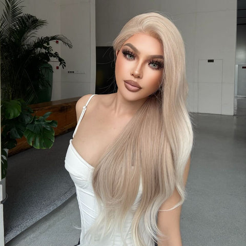 Rosalie-DWY Lace Front 13×6 Free Part  Wavy Light Champion Blonde Synthetic Wig