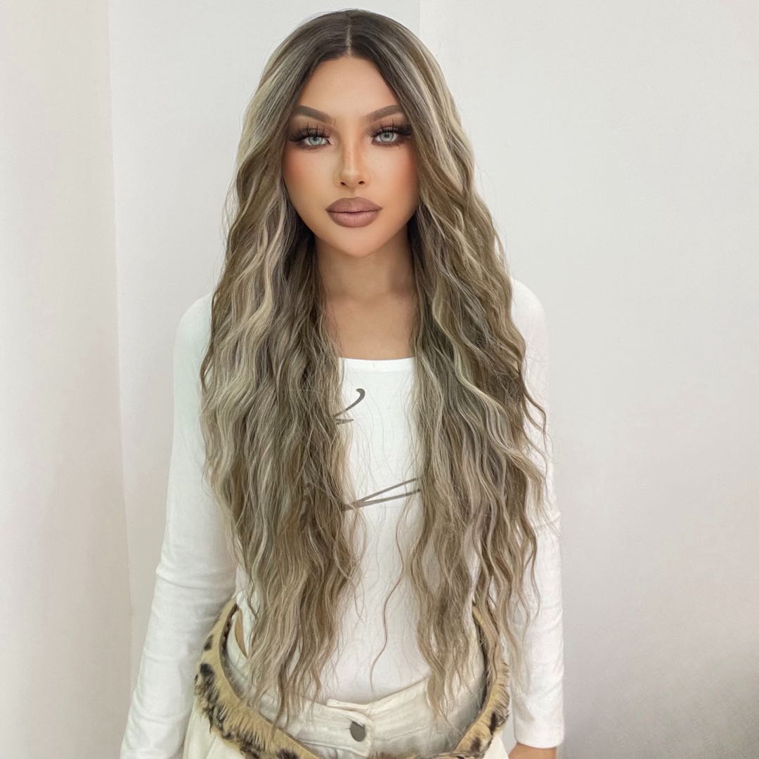 Bess-DWY Lace Front 13x6 Free Part Tresses Curly Ombre Brunette Blonde Synthetic Wig