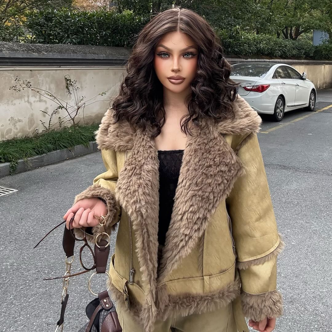 Cocobean-DWY Lace Front 13×6 Free Part Brown With Blonde Highlight Curly Synthetic Wig
