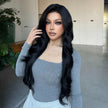 Espresso-DWY 28-Inch Lace Front Wig: Wavy Dark Brown with Highlights - Glueless Free Part Style