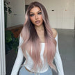 Galinda-DWY Lace Front 13×6 Free Part Ombre Pink Brown Tresses Wavy Synthetic Wig