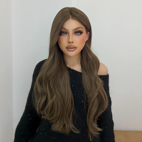 Bonna-DWY Mono Lace Front Free Part Long Wavy Brown Synthetic Wig