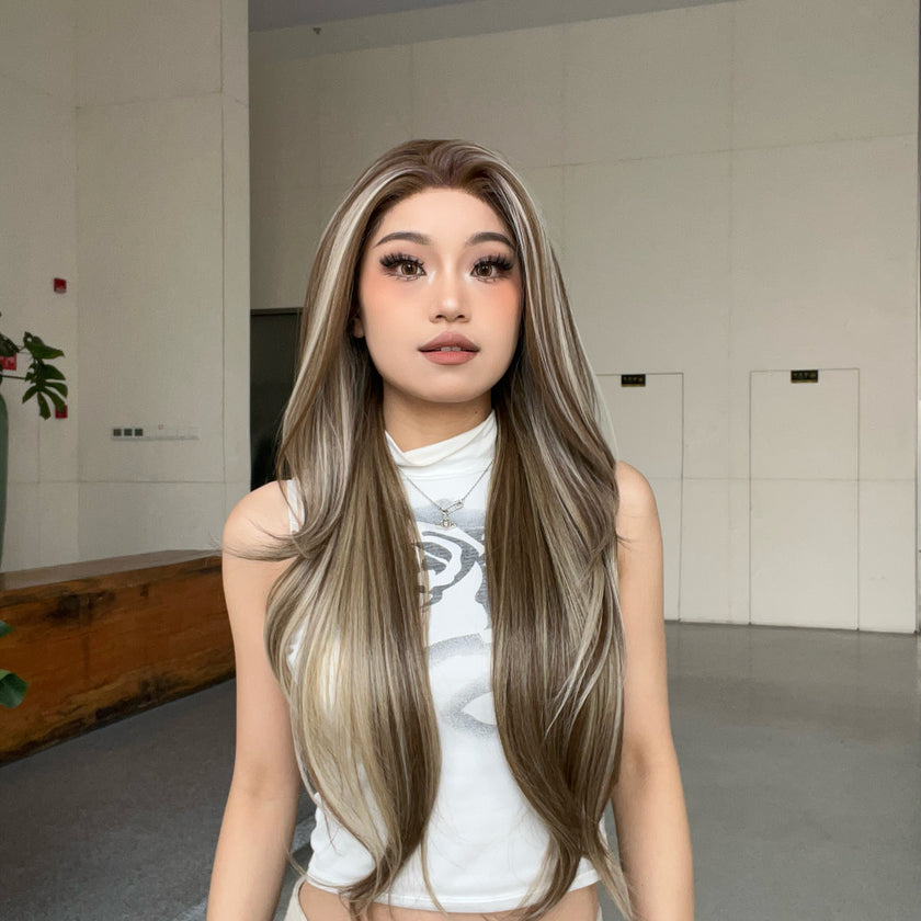 (Us Only)Joanna-DWY 13*6 Freepart Libera  Lace Brown Highlighted Layered Synthetic Wig