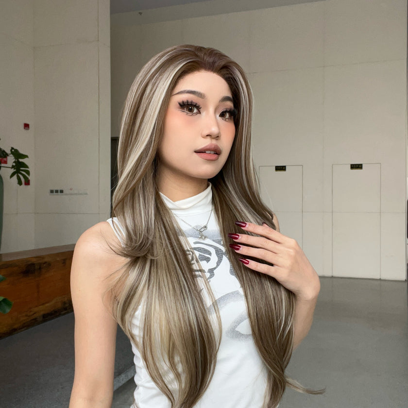 (Us Only)Joanna-DWY 13*6 Freepart Libera  Lace Brown Highlighted Layered Synthetic Wig