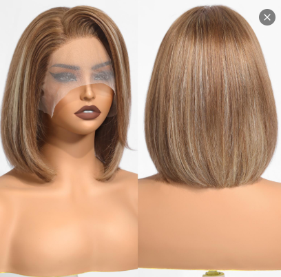 Corinne C- DWY Human Hair Pre Plucked Bob Hair 13*6 Natural Textured Hair Invisible HD Lace Frontal Synthetic Wig