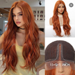 DWY Lace Front Middle Part Long Wavy Orange Color Glueless Synthetic Wig for Women 26 Inches