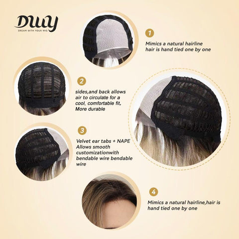 Quinn C-DWY Mono Lace Front Free Part Short Curly Caramel without Bangs Glueless Synthetic Wig