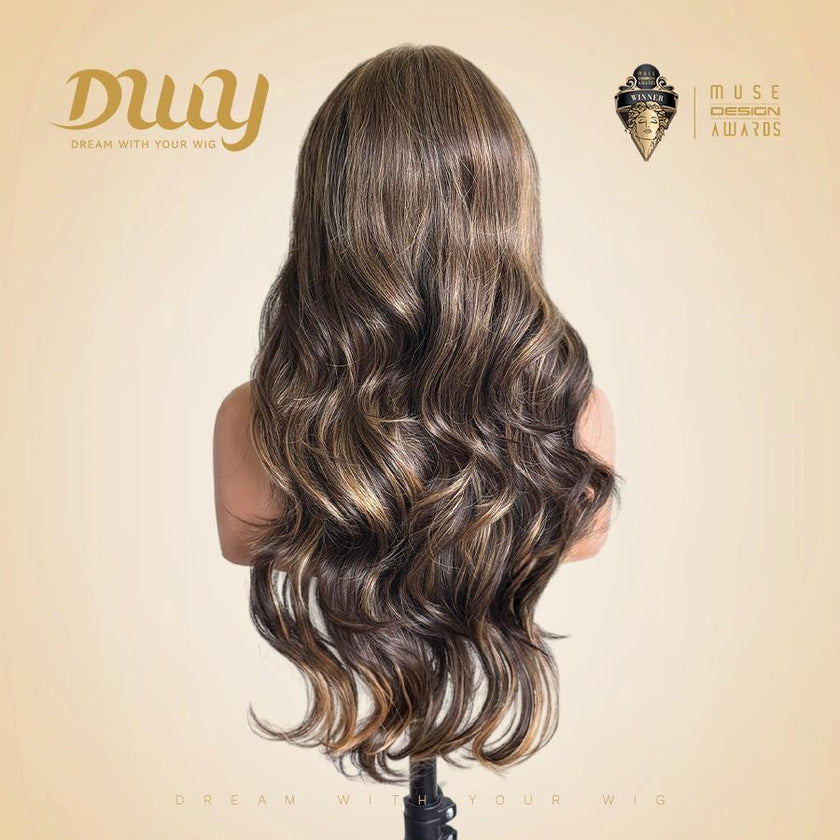 Salma - DWY Pre-Cut U-Part Diamond Lace Espresso Brown Curly Glueless Synthetic Wig 24 Inch