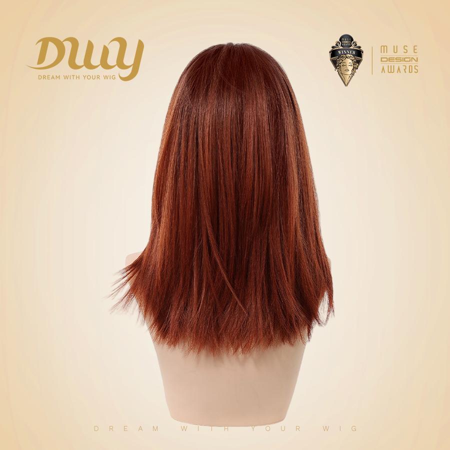 [Festival Limited]Ariel-DWY Mid-length Copper Ginger Butterfly Lob with Bangs Glueless Synthetic Wig for Women 16 Inches