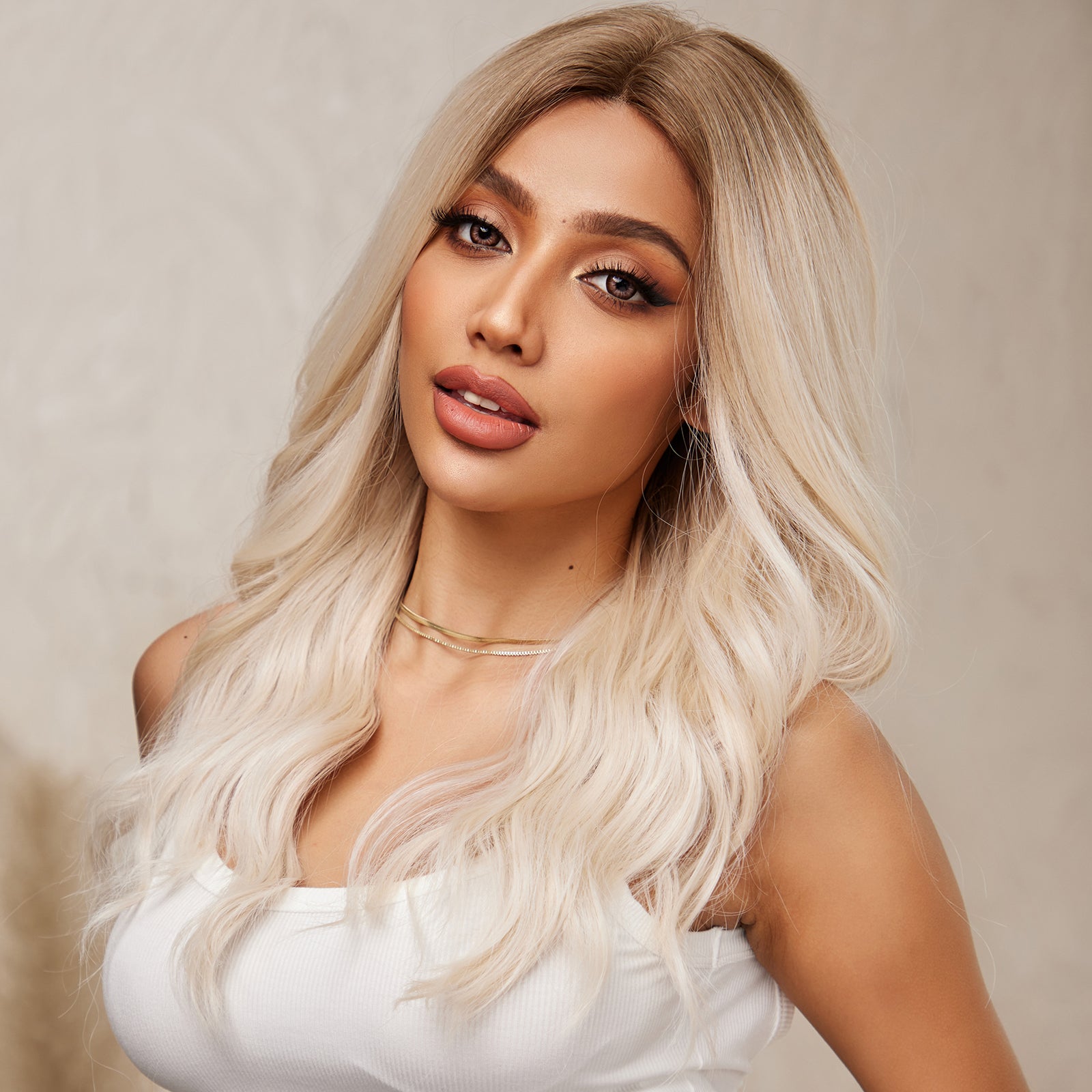 DWY Lace front 20 Inch ombre white long curly wig for women DWY-BL66091-1