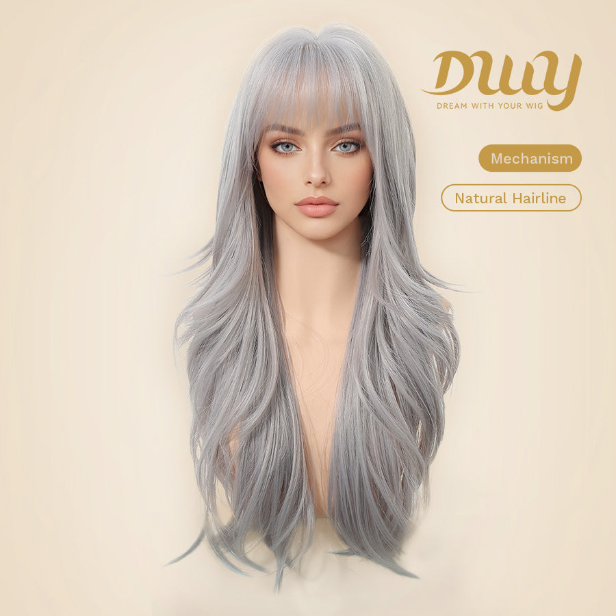Caroline-DWY 26-Inch MiraScalp Long-Length Body Wave Silver Grey Wig