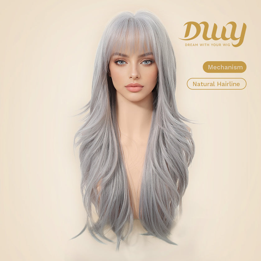 Caroline-DWY 26-Inch MiraScalp Long-Length Body Wave Silver Grey Wig