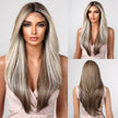 Bianca-DWY Lace Front 13×6 Balayage Blonde Brown Natural Wavy Free Part Synthetic Wig