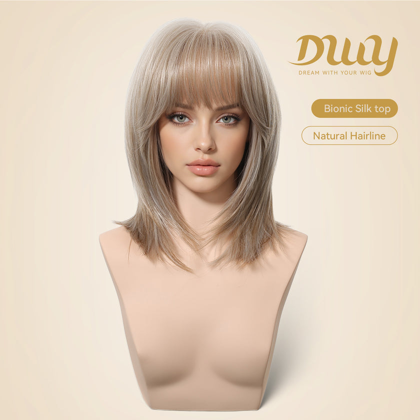 Cecily C-DWY New Technology! Bionic Silk Top 14-Inch Long Blonde Glueless Synthetic Wig