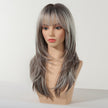 Elara-DWY 22 Inch Silver Grey Balayage Long Layered Wig with Air Bangs | Natural Synthetic Hair for Women | Daily Wear & Versatile Styling