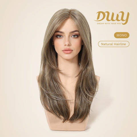 Pre Order-Veronica-DWY 20-Inch Glueless Lace Front Synthetic Wig - Mid-Length Straight Rooted Platinum Blonde